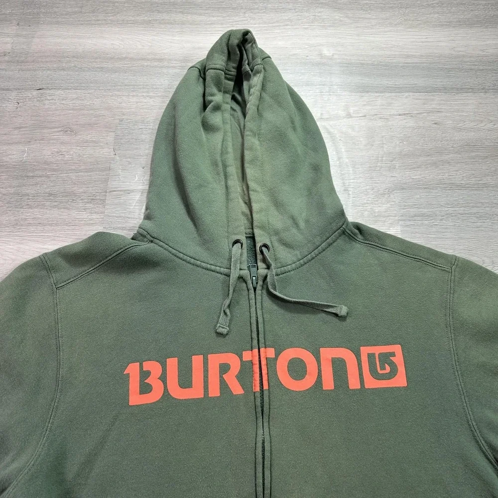 Burton Hoodie Mens Small Green Full Zip Kangaroo Pocket‎ Snowboard Sweatshirt